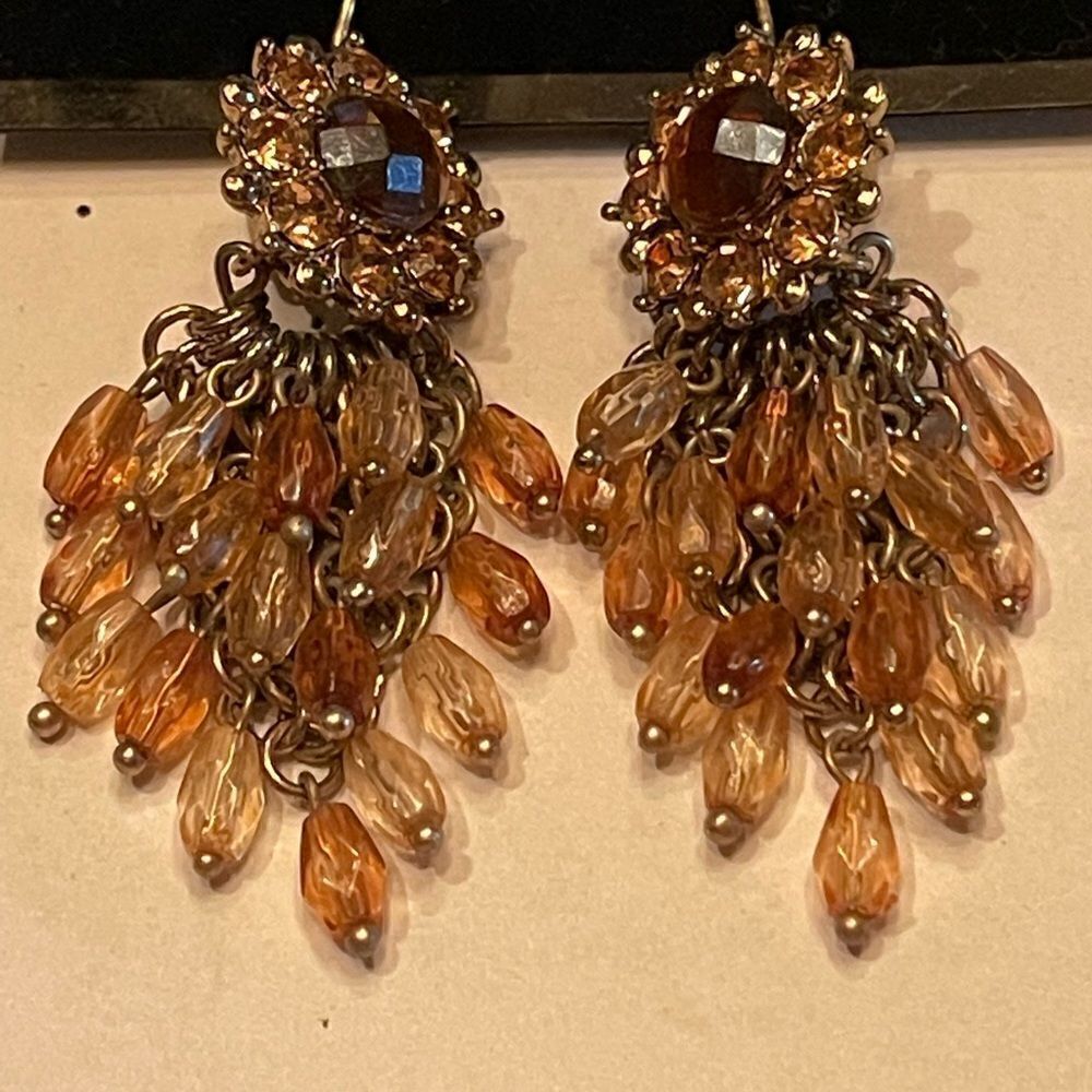 LC Lauren Conrad Chandelier champagne colour earrings